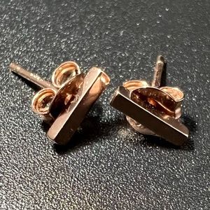 18k Rose Gold Plated Tiny Bar Stud Earrings